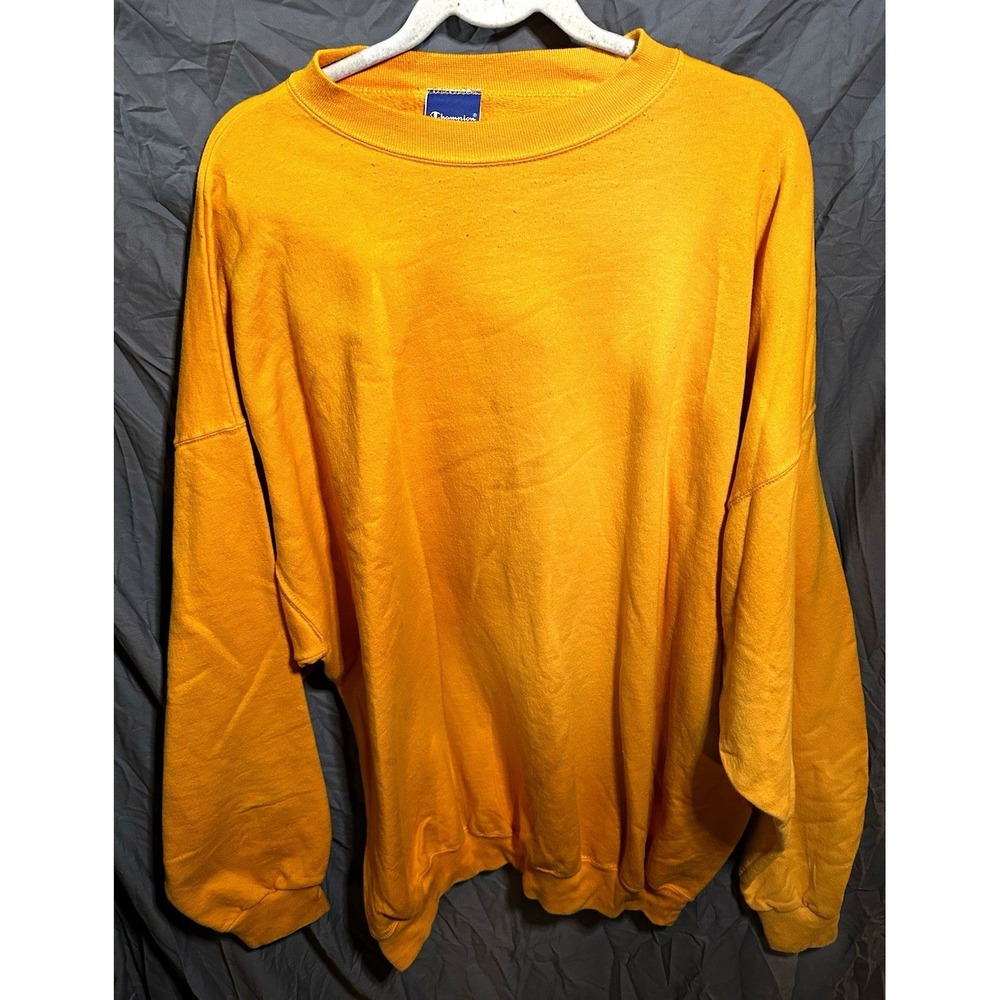 Champion Sweatshirt Mens Big & Tall 3XL Yellow Fleece Crewneck Vintage
